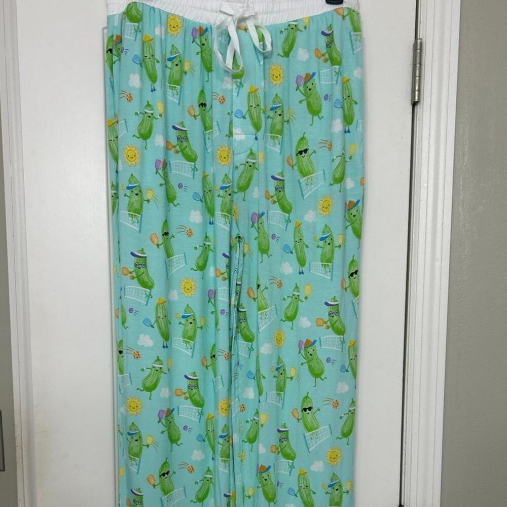 Little Sleepies Bamboo Pajama Pants Pickles Playing Pickleball Novelty NWT L - Picture 5 of 13